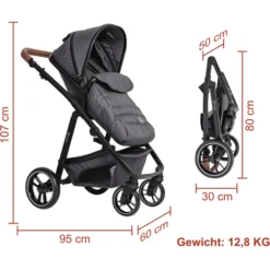 BabyGO Combi Kinderwagen Simple X Air 3 In 1 Grey Melange -Jollein Winkel babygo combi kinderwagen simple x air 3 in 1 grey melange a364148 3