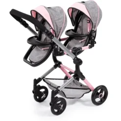 Bayer Design Twin Neo Poppenwagen Grijs/roze, Met Vlinder -Jollein Winkel bayer design twin neo poppenwagen grijs roze met vlinder a313430 2
