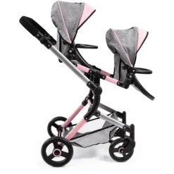 Bayer Design Twin Neo Poppenwagen Grijs/roze, Met Vlinder -Jollein Winkel bayer design twin neo poppenwagen grijs roze met vlinder a313430 3