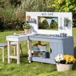 MUDDY BUDDY Speelkeuken Voor Buiten "Mud Café" Wit-wolkgrijs -Jollein Winkel muddy buddy speelkeuken voor buiten mud cafe wit wolkgrijs a412715 1