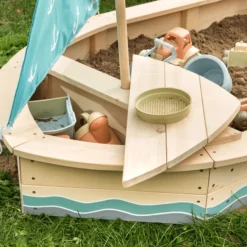 MUDDY BUDDY Zandbak "Anchor Lover" Naturel- Petrol Blauw -Jollein Winkel muddy buddy zandbak anchor lover naturel petrol blauw a412345 4