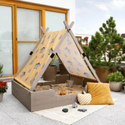 MUDDY BUDDY Zandbak Met Tent "Dino Lover" Warm Grijs -Jollein Winkel muddy buddy zandbak met tent dino lover warm grijs a412731 4