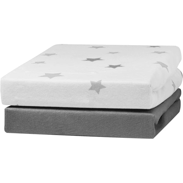 Urra Jersey Hoeslaken 2-pack 70 X 140 Cm Grijs/sterren Grijs 1 Urra Jersey Hoeslaken 2-pack 70 X 140 Cm Grijs/sterren Grijs