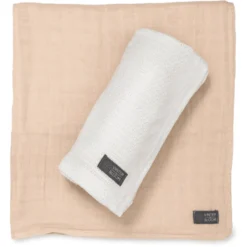 VINTER& BLOOM Zacht Raster & Mousseline Deken Cadeauset B Right White /Beige