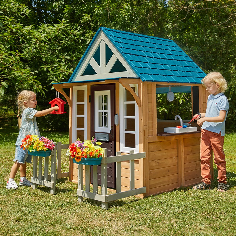 Jollein Winkel 29 Jollein Winkel -Jollein Winkel Kidkraft Lakeside Bungalow Playhouse with Fence and Birdhouse